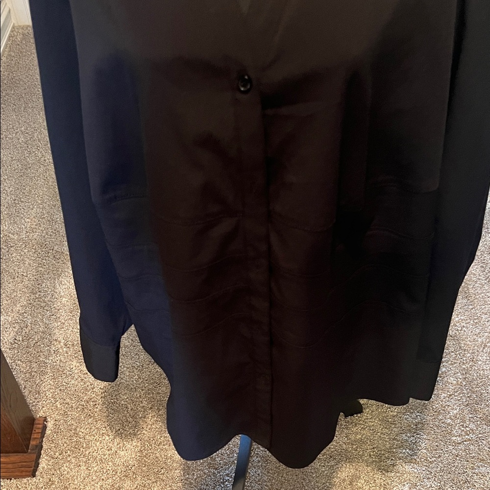 Style & Co Women’s 24W Black Button Up Blouse Long Sleeve Stretch Plus Size top - Picture 6 of 13